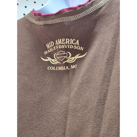 Harley Davidson Woman's Brown T Shirt Size Large  Short Sleeve Colombia, MO - Picture 3 of 5